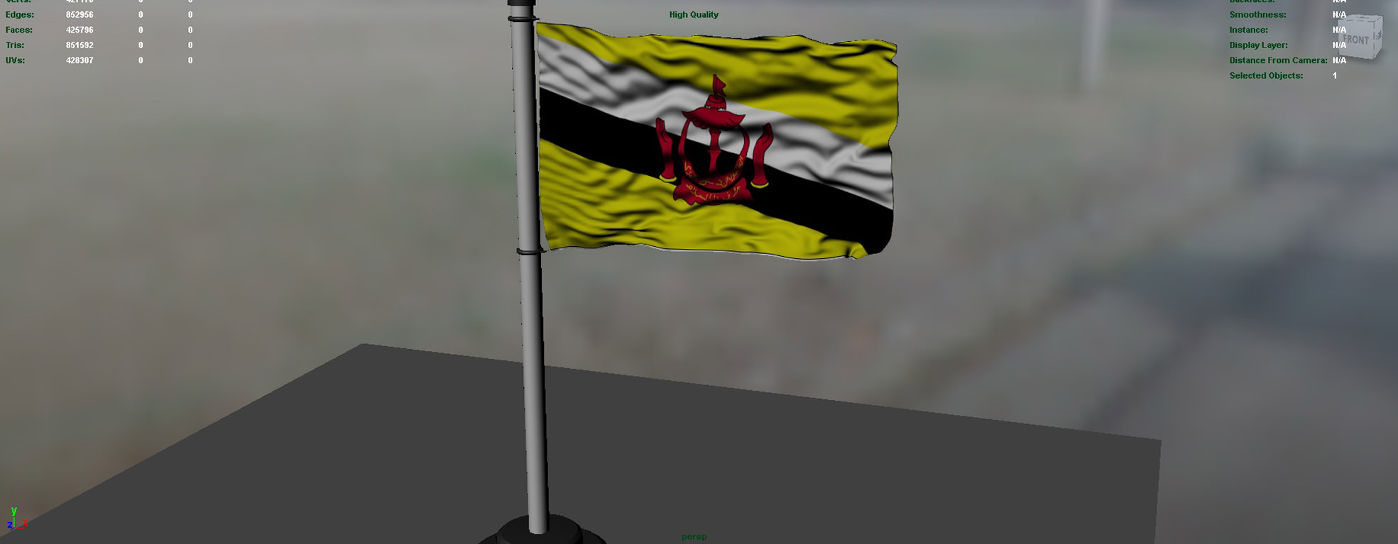 Brunei Darussalam Flag 3D model_3