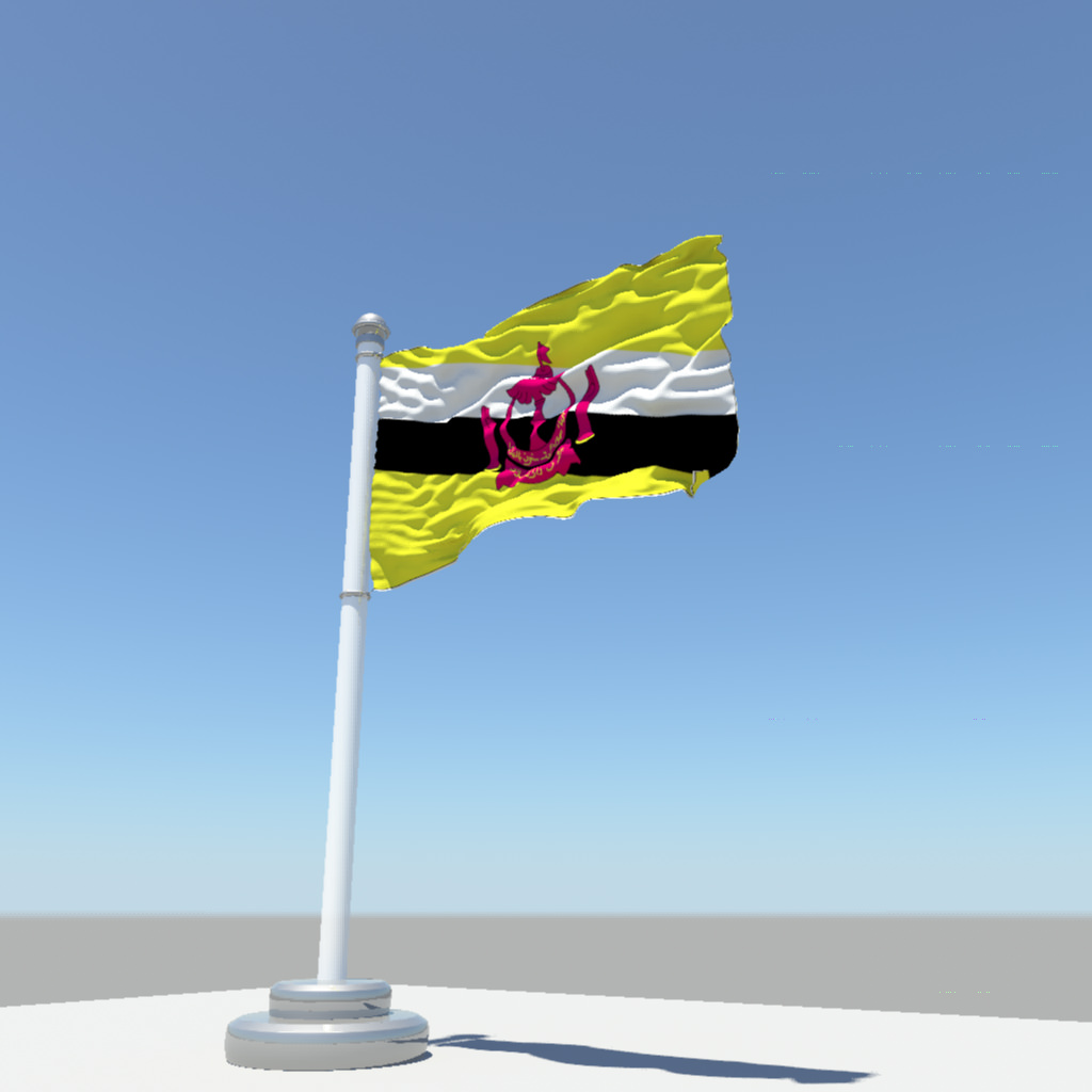 Brunei Darussalam Flag 3D model_1