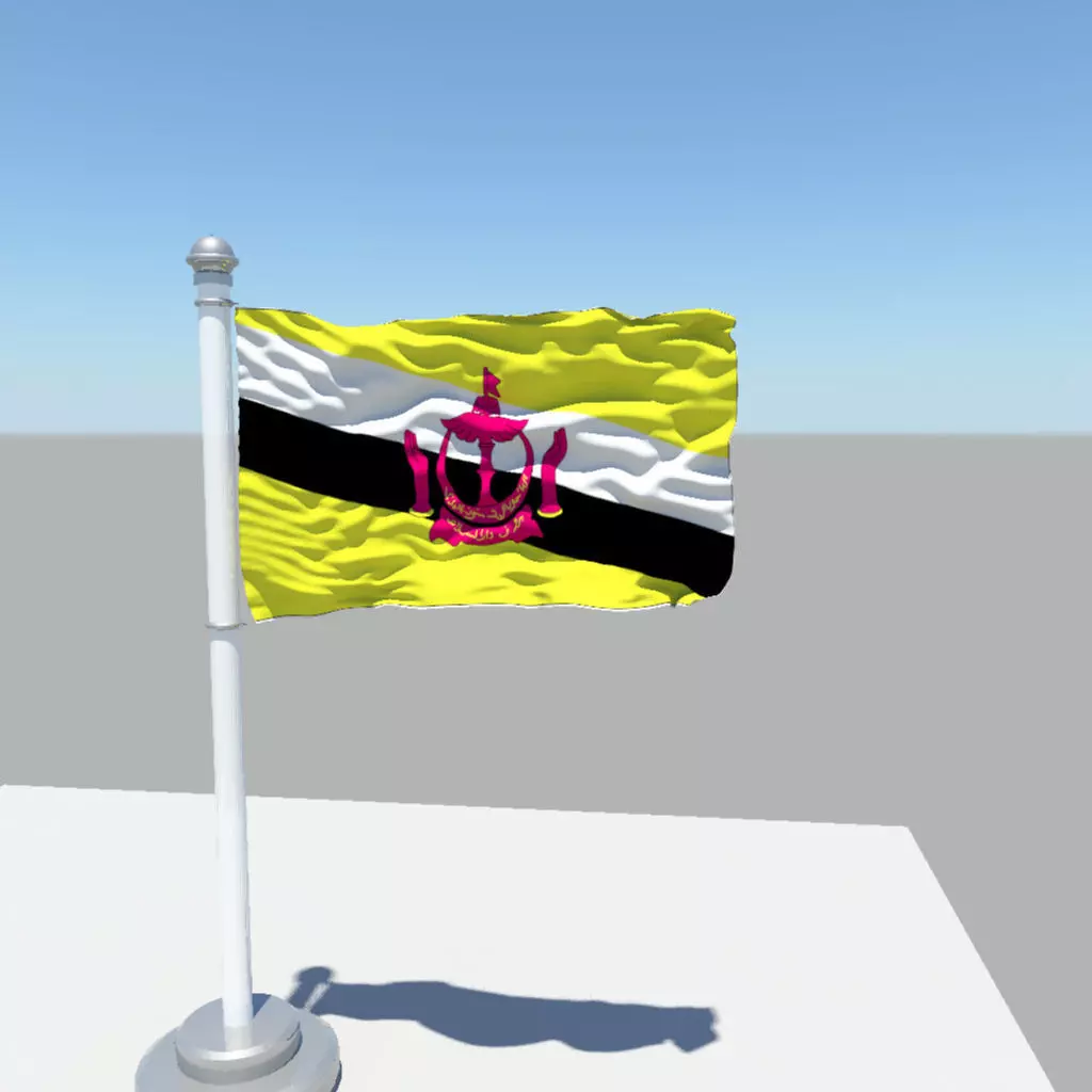 Brunei Darussalam Flag 3D model_0