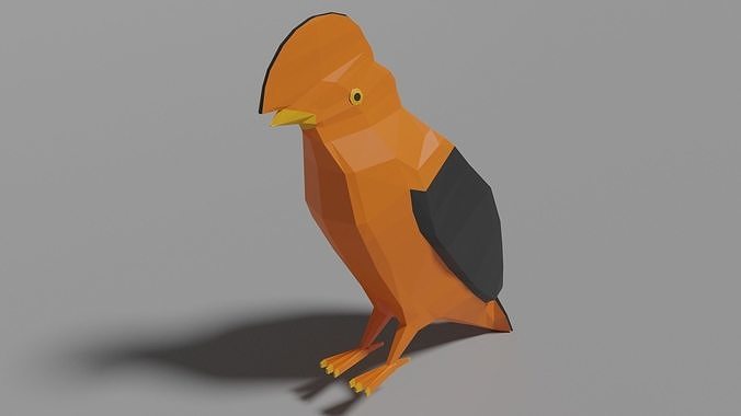 Cartoon Cock-of-the-rock Low-poly 3D model