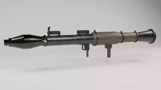 bazooka low poly gun with wooden handle Low-poly 3D model