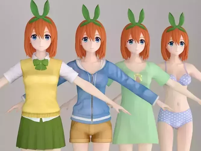 T pose nonrigged model of Yotsuba Nakano anime girl 3D model
