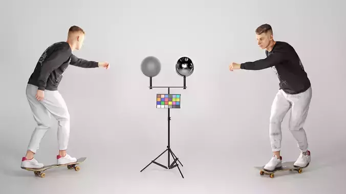 Stylish man riding on a skateboard 181