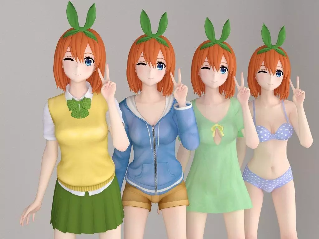 Yotsuba Nakano anime girl pose 01 3D model
