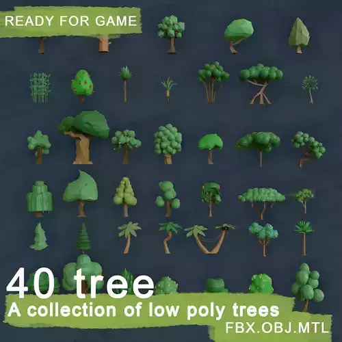 40 low poly tree pack
