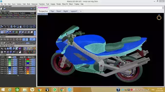 motorcycle on computer screen 3D print model