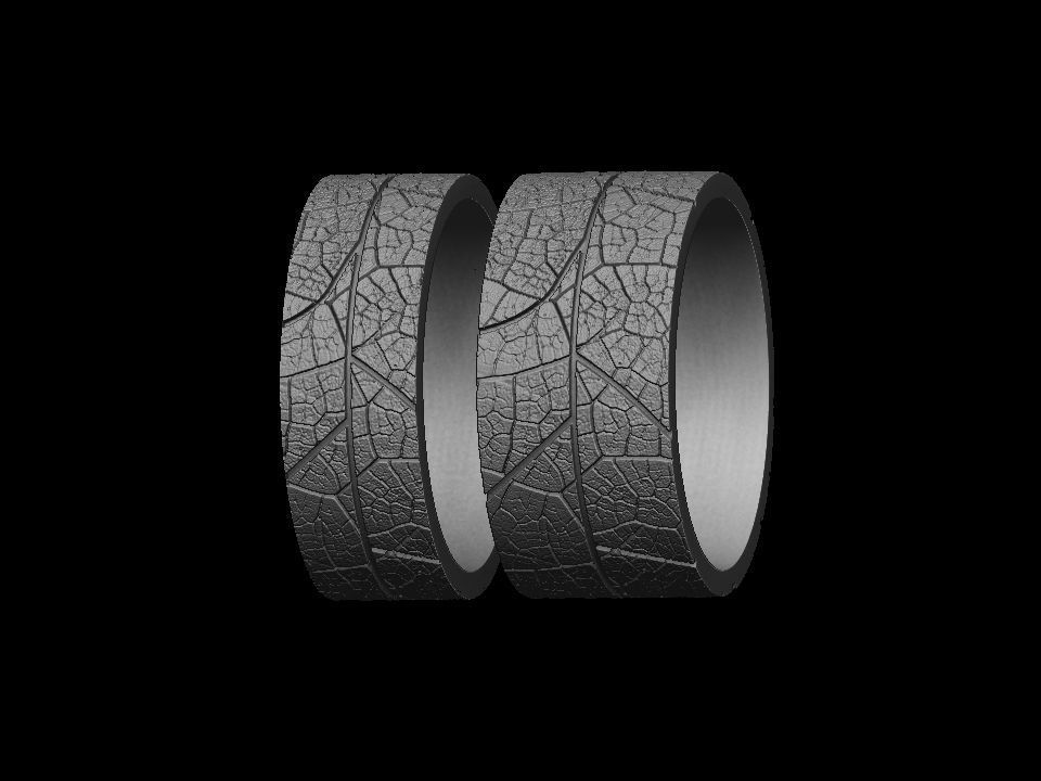 Wedding rings leaf texture 3D print model 3D print model_17