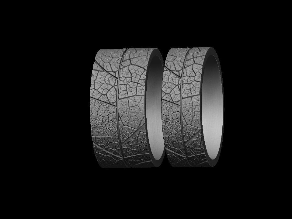 Wedding rings leaf texture 3D print model 3D print model_21