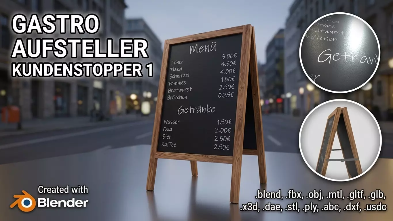 Gastro-Aufsteller Kundenstopper 1 Low-poly 3D model