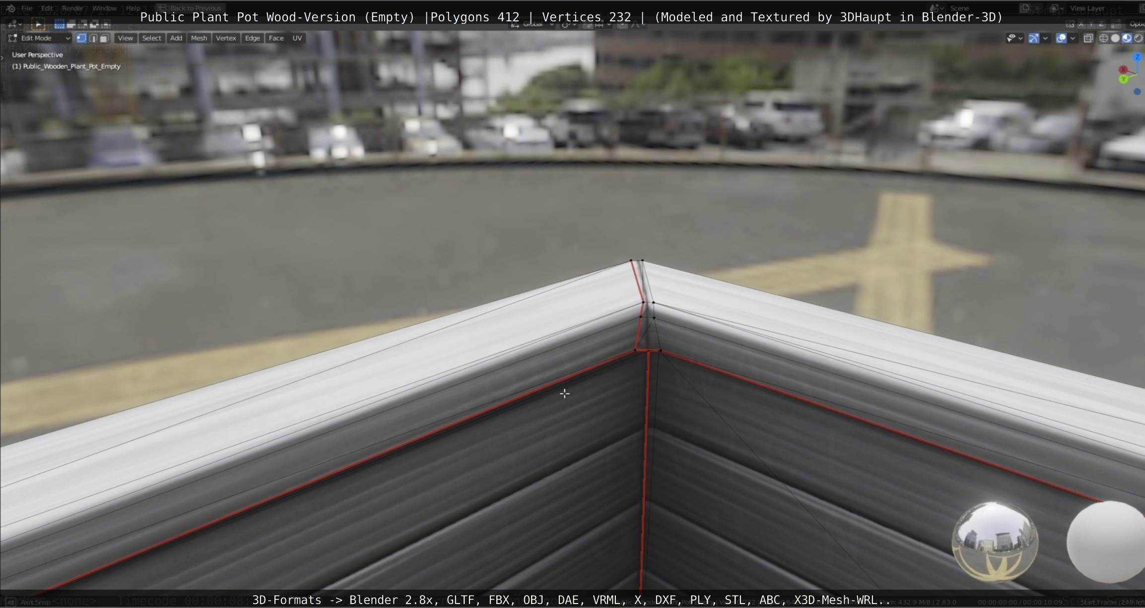 Public Plant Pot Wood-Version Empty Low-poly 3D model_68