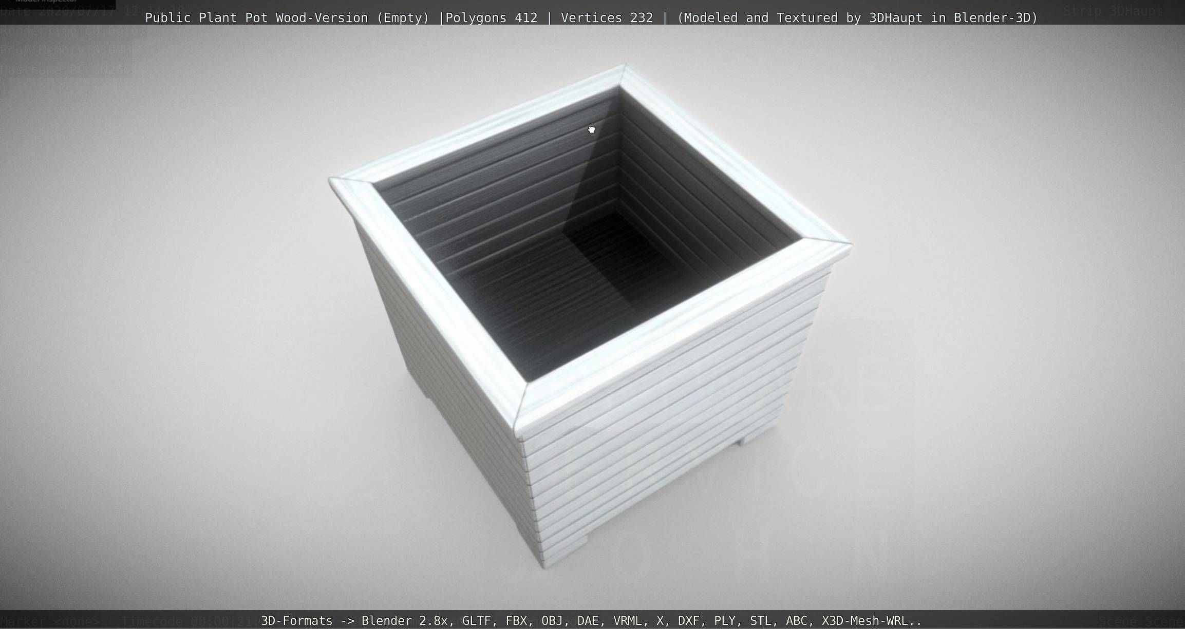 Public Plant Pot Wood-Version Empty Low-poly 3D model_122