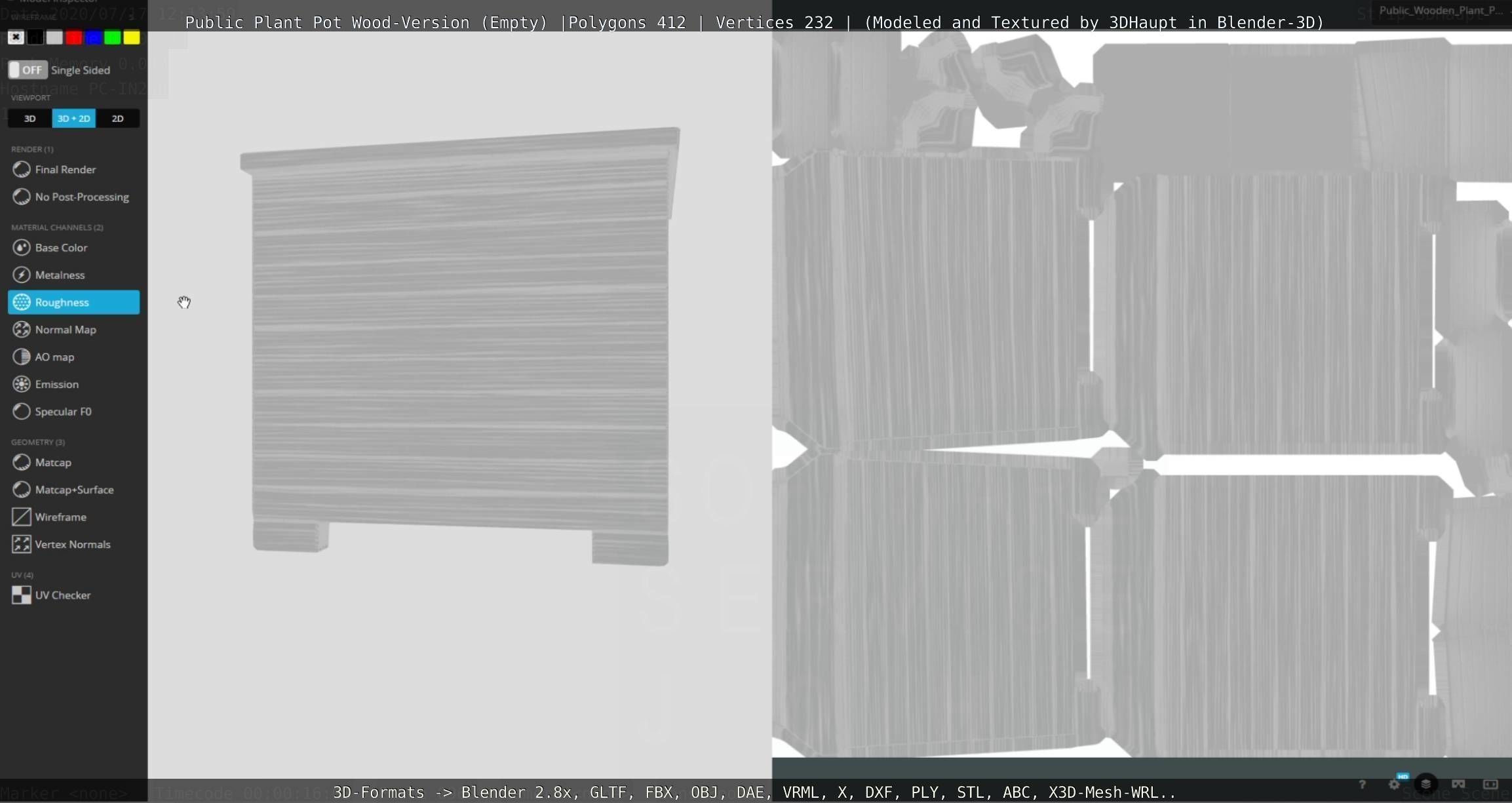 Public Plant Pot Wood-Version Empty Low-poly 3D model_108