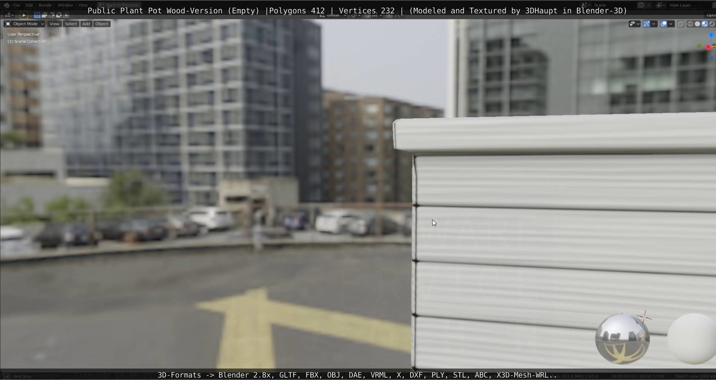 Public Plant Pot Wood-Version Empty Low-poly 3D model_47