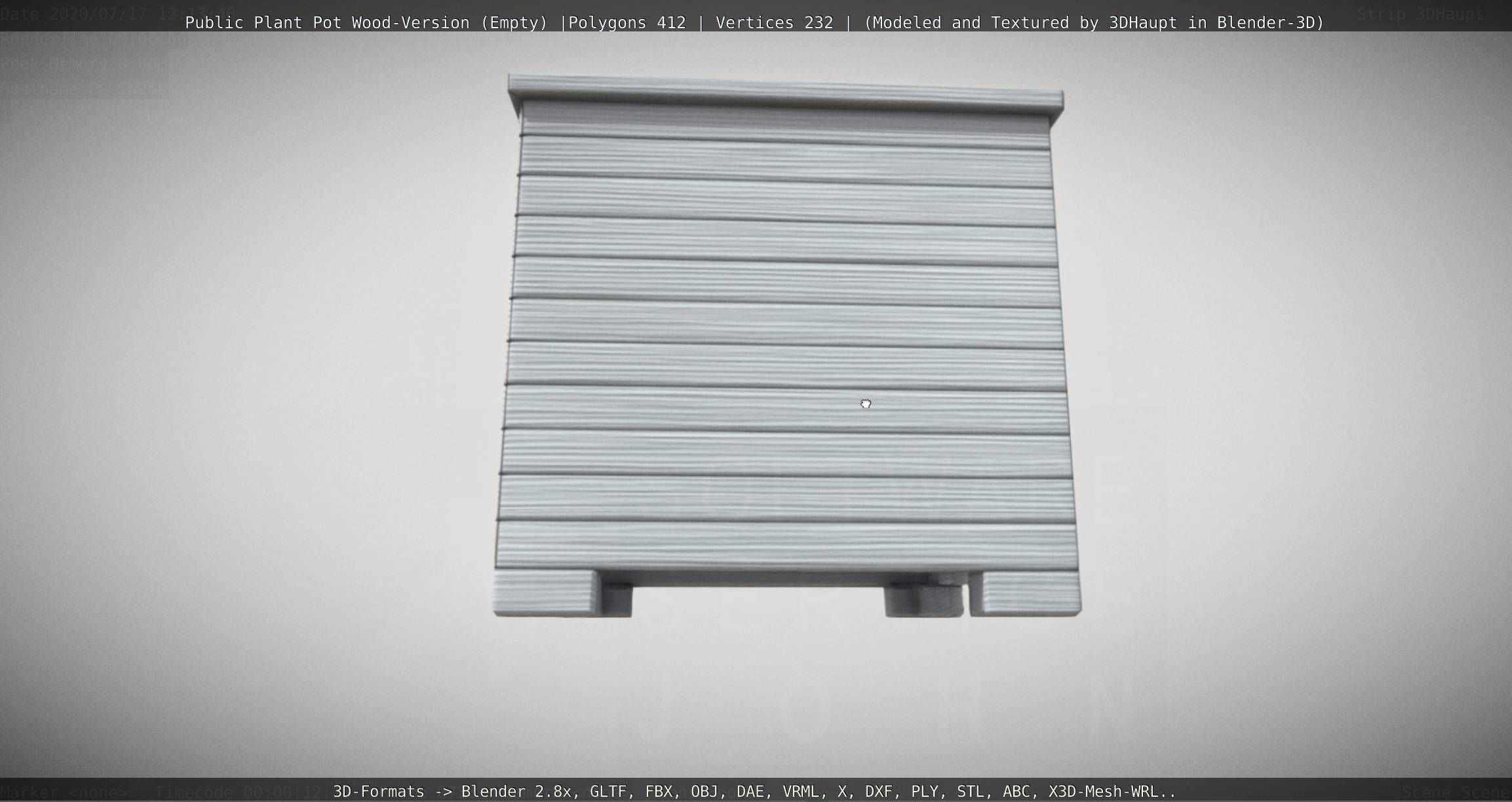 Public Plant Pot Wood-Version Empty Low-poly 3D model_9