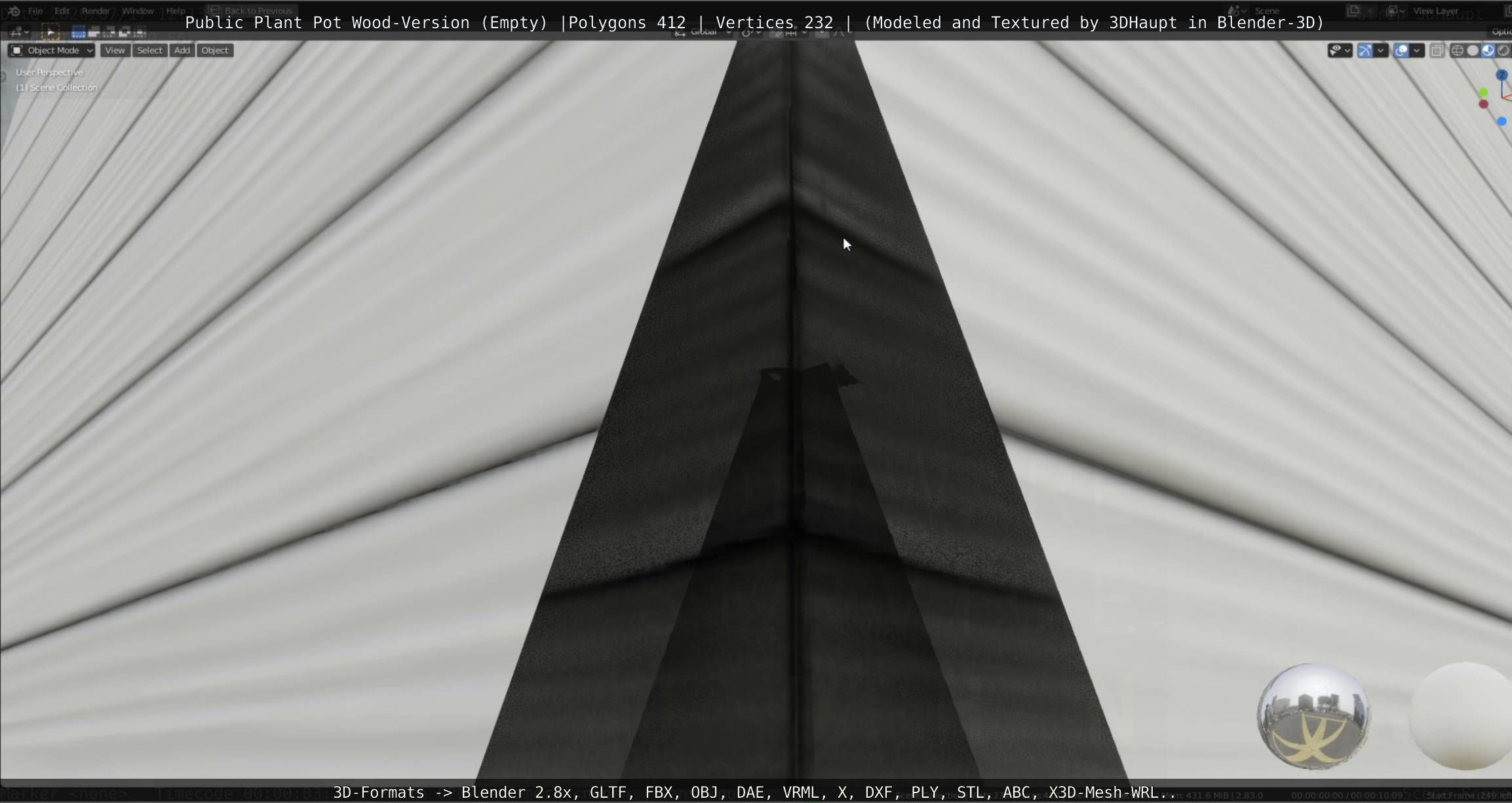 Public Plant Pot Wood-Version Empty Low-poly 3D model_34