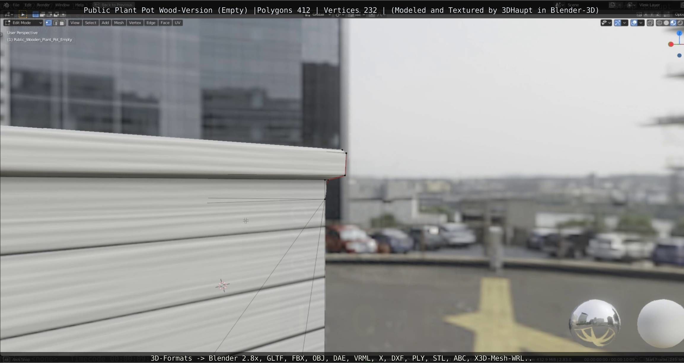 Public Plant Pot Wood-Version Empty Low-poly 3D model_73