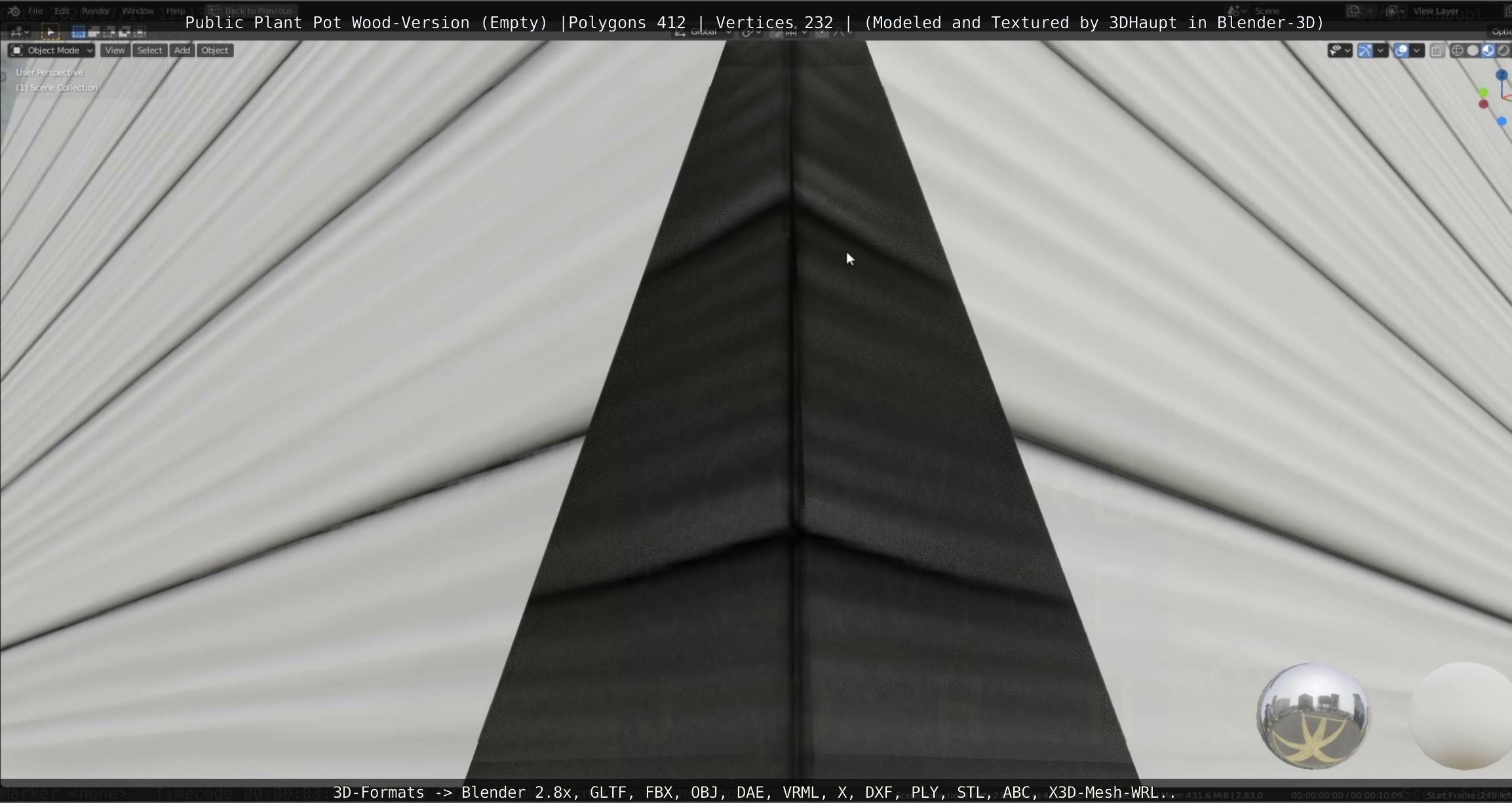 Public Plant Pot Wood-Version Empty Low-poly 3D model_36