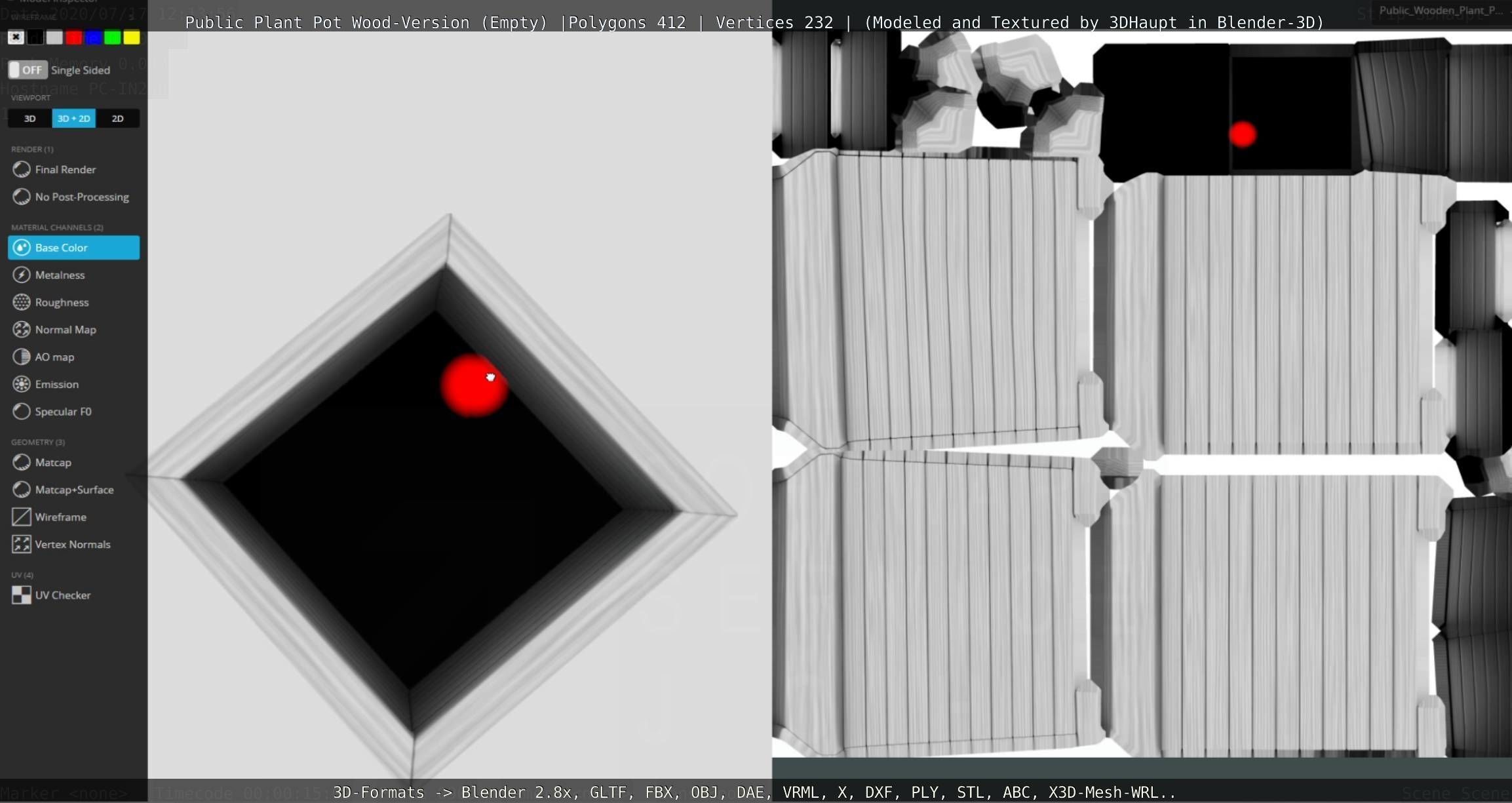 Public Plant Pot Wood-Version Empty Low-poly 3D model_102