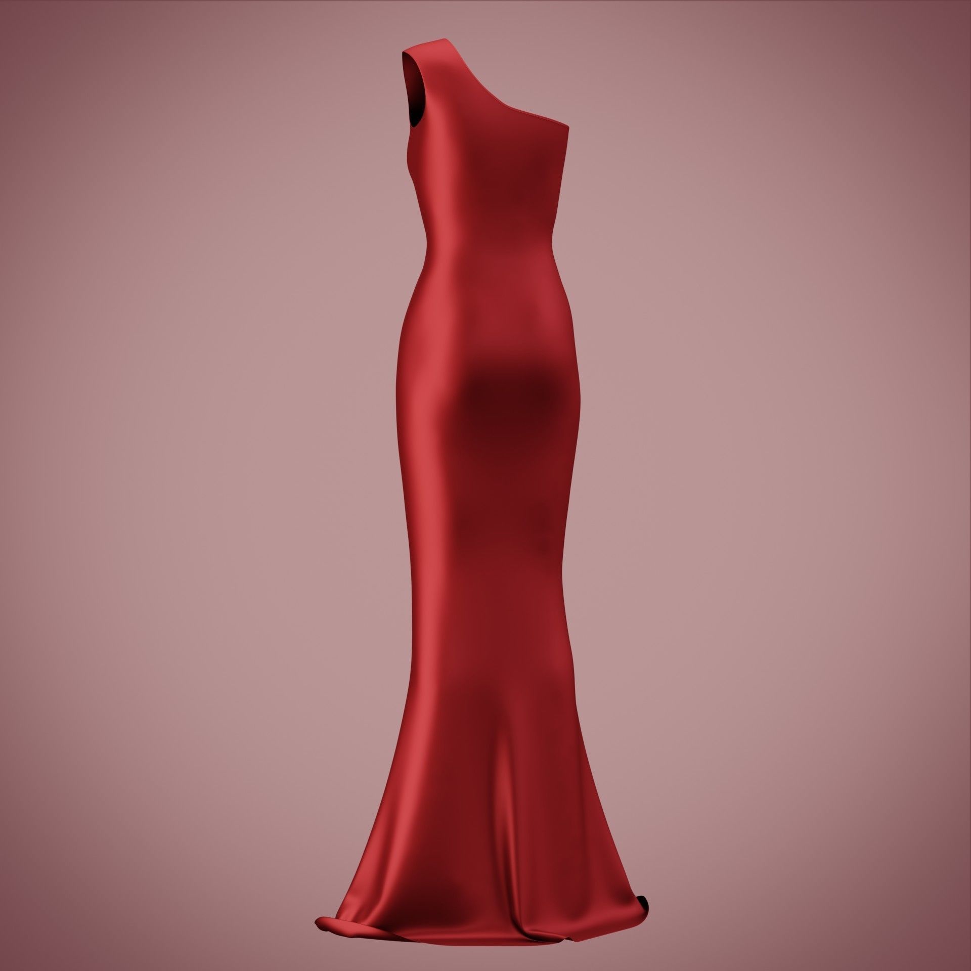 one shoulder satin slit dress Low-poly 3D model_22