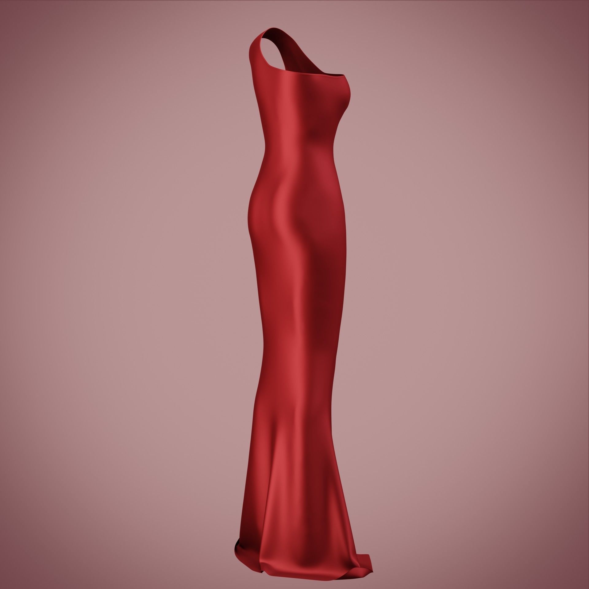one shoulder satin slit dress Low-poly 3D model_18