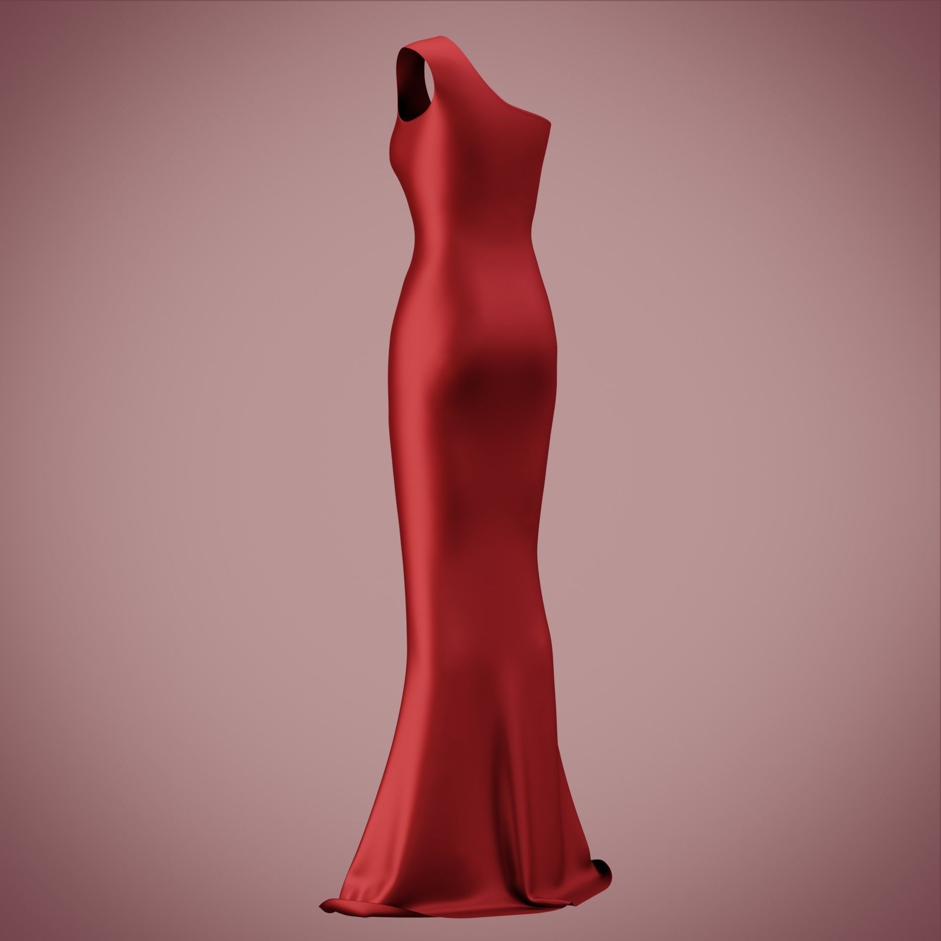 one shoulder satin slit dress Low-poly 3D model_23