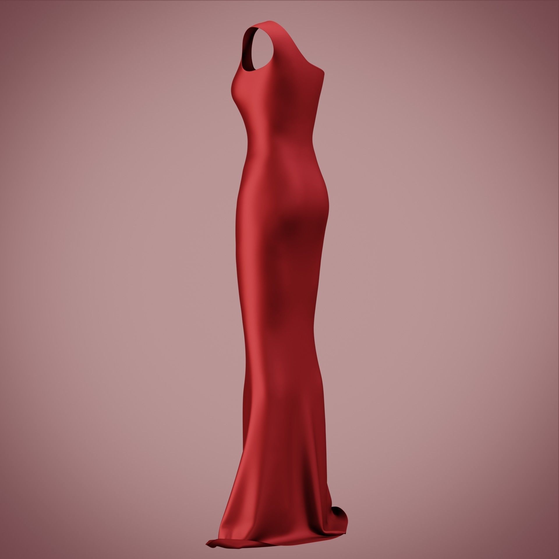 one shoulder satin slit dress Low-poly 3D model_24