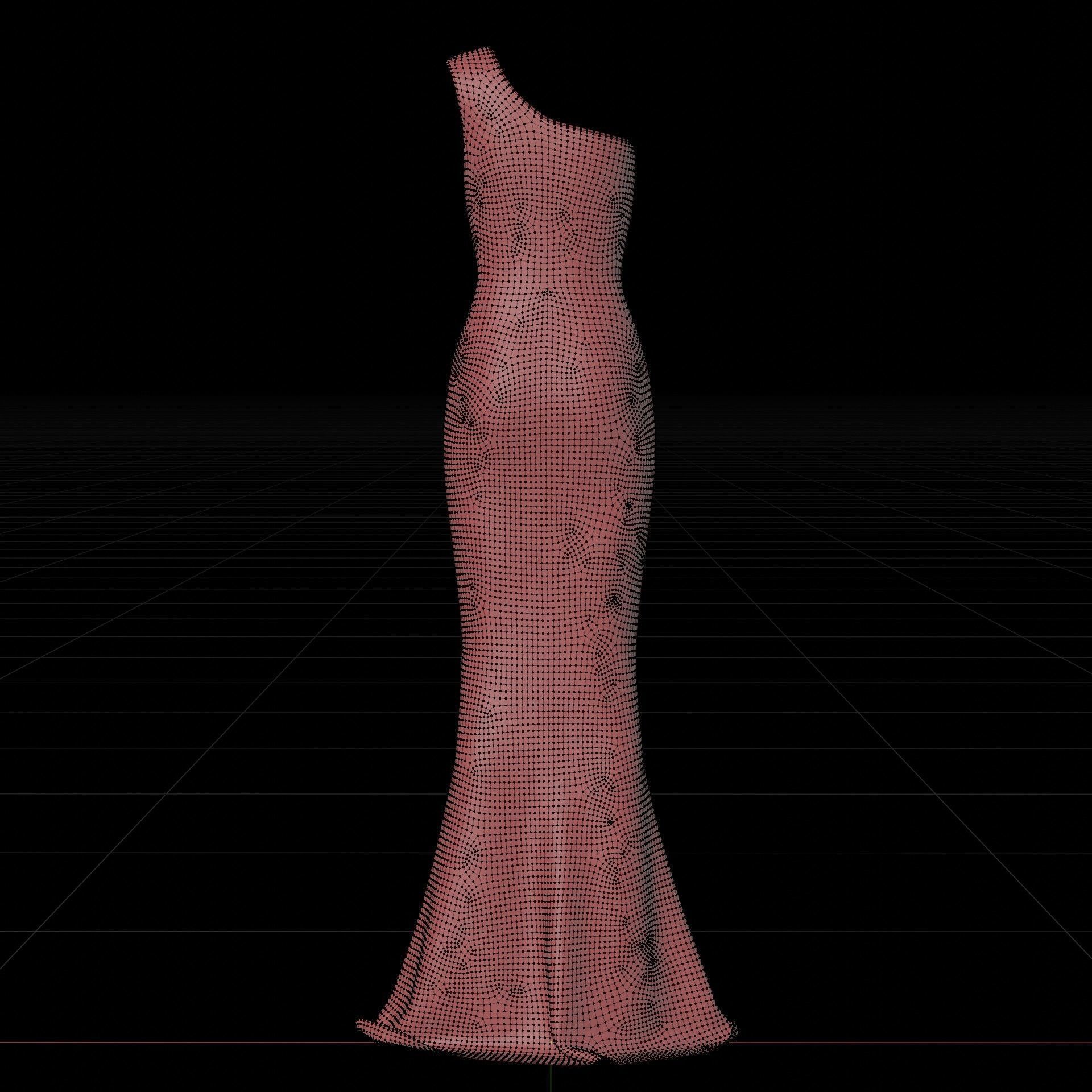 one shoulder satin slit dress Low-poly 3D model_33