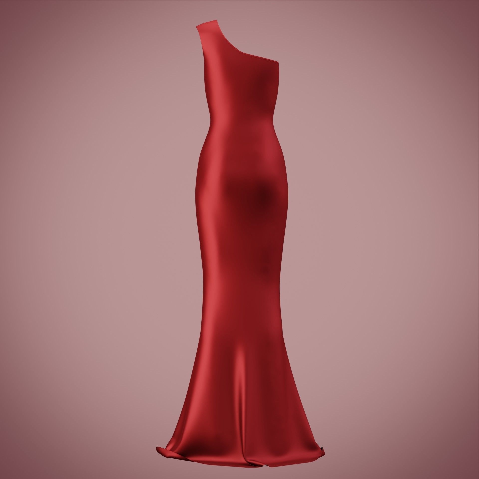 one shoulder satin slit dress Low-poly 3D model_21