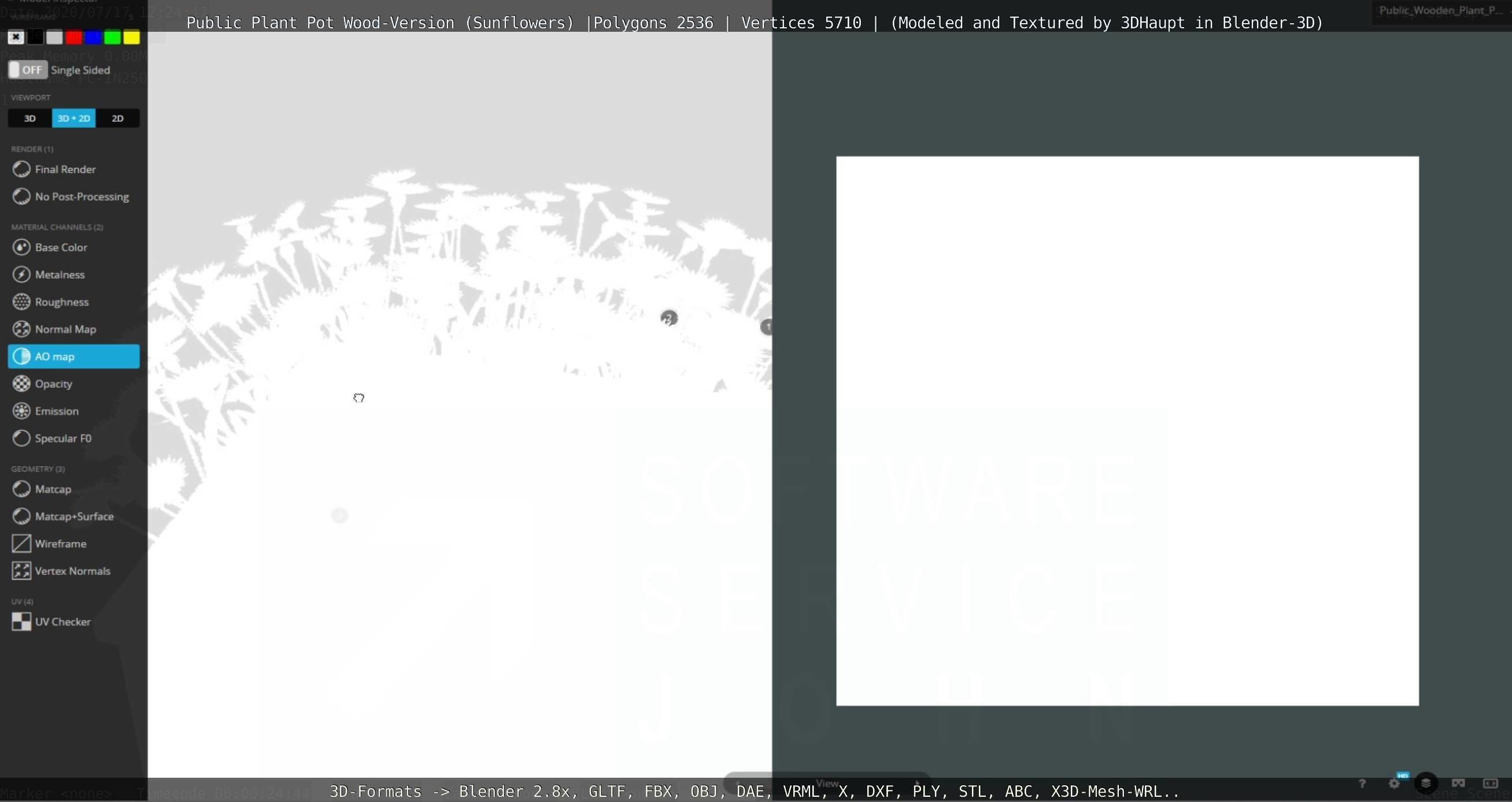 Public Plant Pot Wood-Version with Sunflowers Low-poly 3D model_110