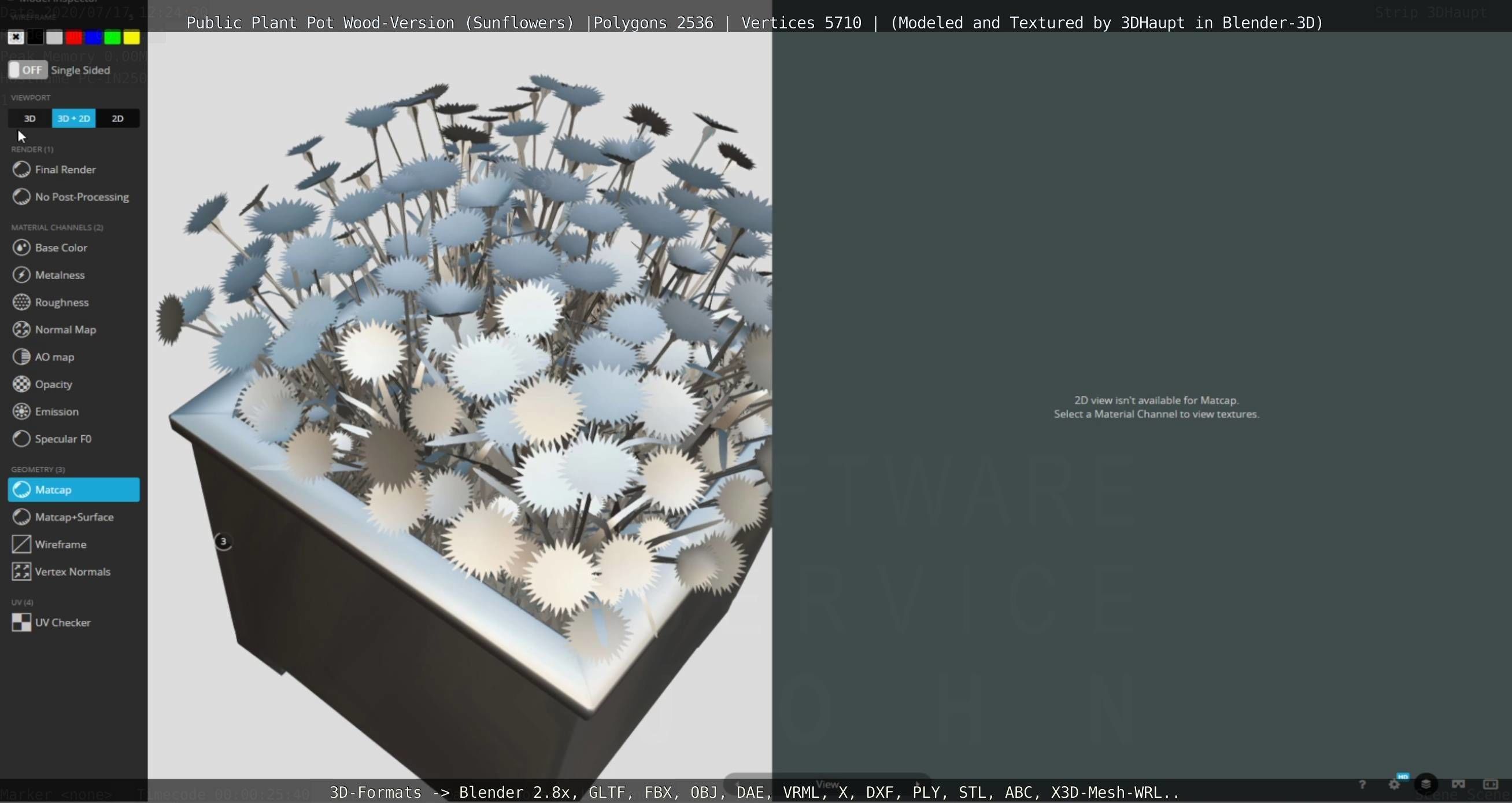 Public Plant Pot Wood-Version with Sunflowers Low-poly 3D model_114