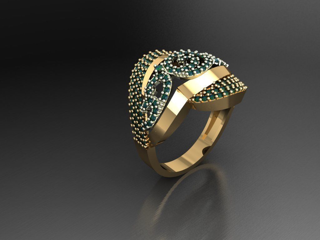 P140- Diamond ring 3D print model_2