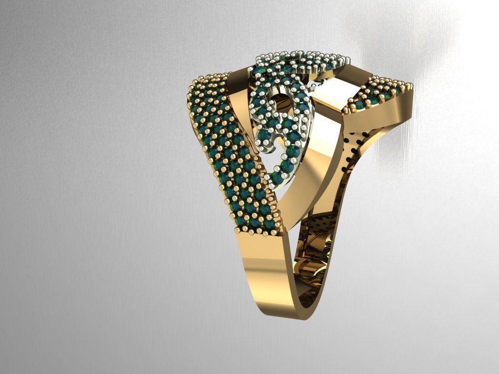 P140- Diamond ring 3D print model_4