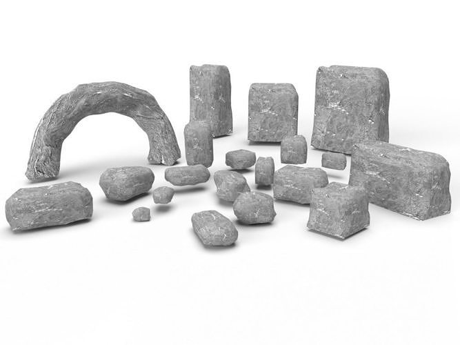 20 x Realistic Low Poly 3D PBR Rocks with PBR Texture Low-poly 3D model