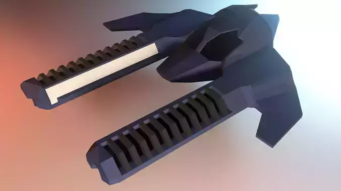 Low-poly spaceship with two blades