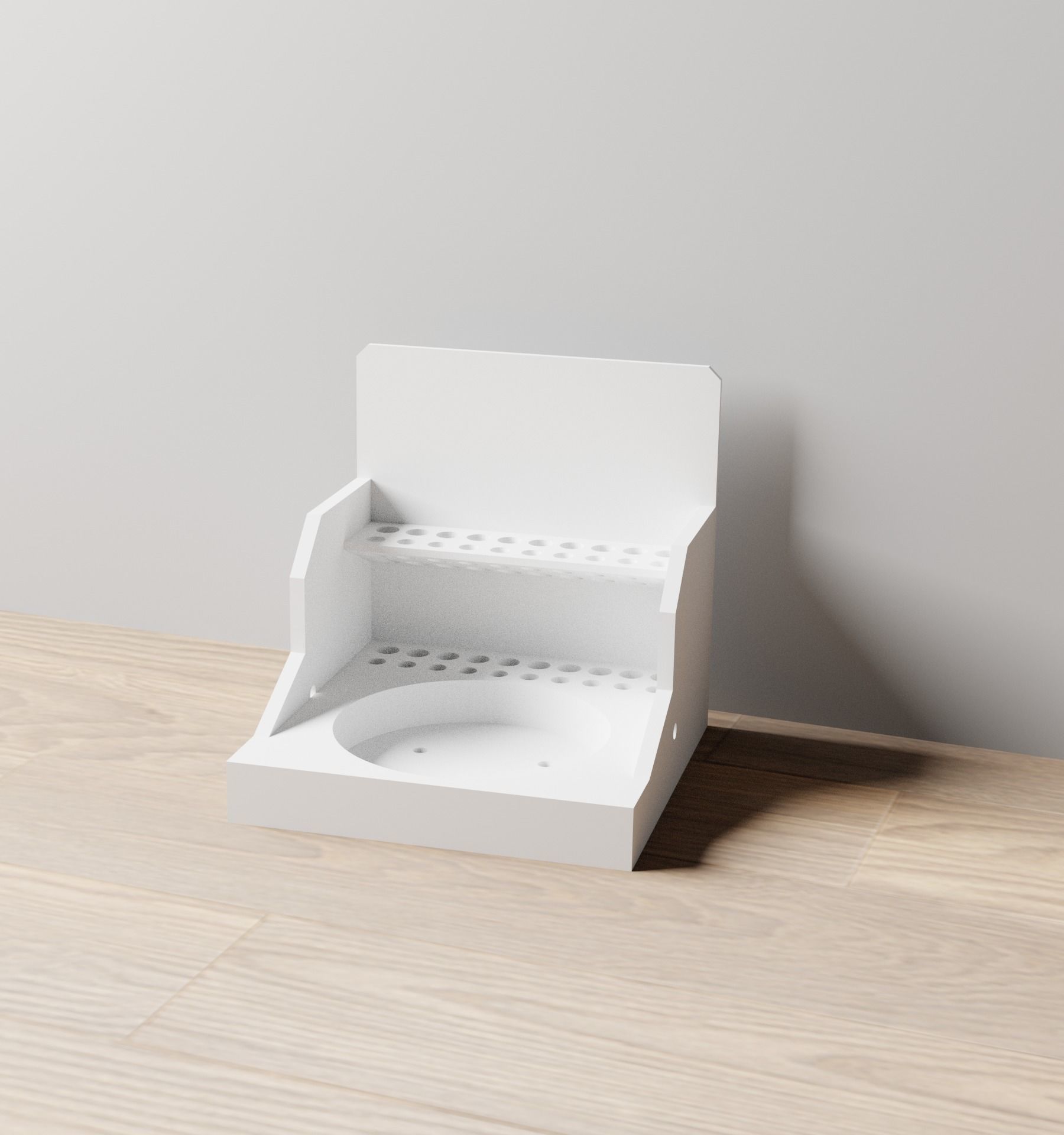 011MT LA Unit Medium Water Pot Holder and Brush Rack 3D print model_2