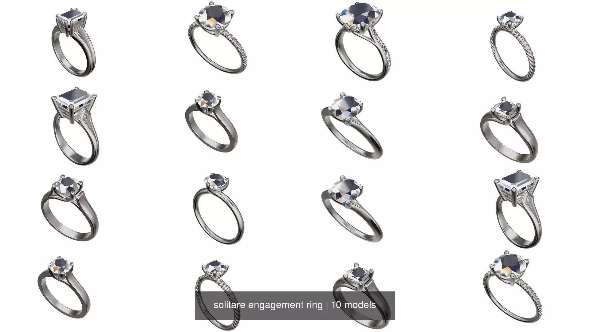 solitare engagement ring 3D Model Collection_0