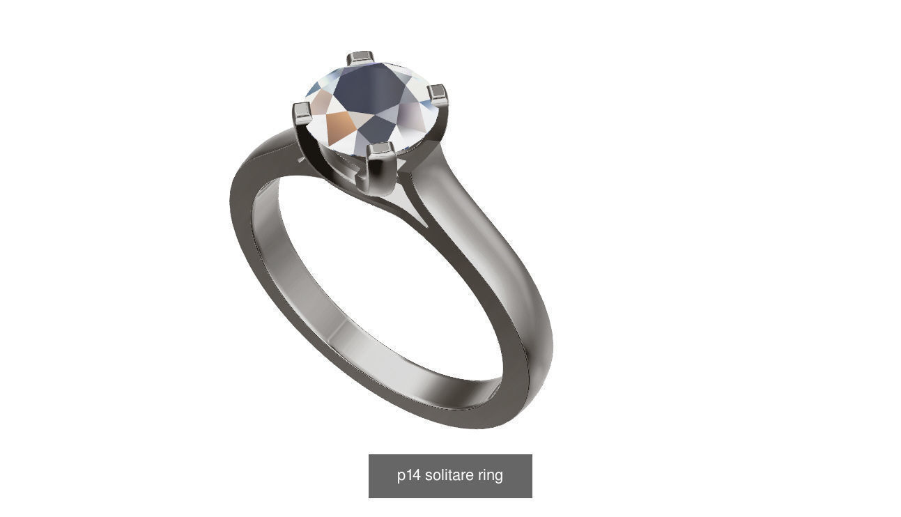 solitare engagement ring 3D Model Collection_6