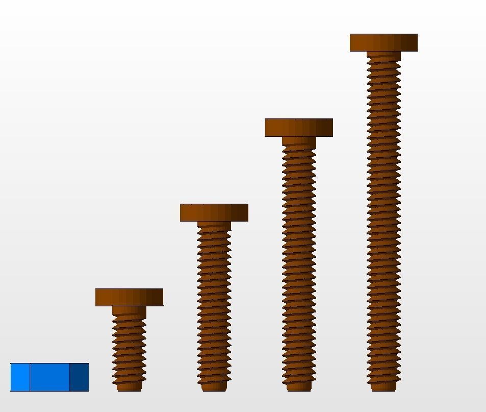M2 and a half screws and nut collection 3D print model_1