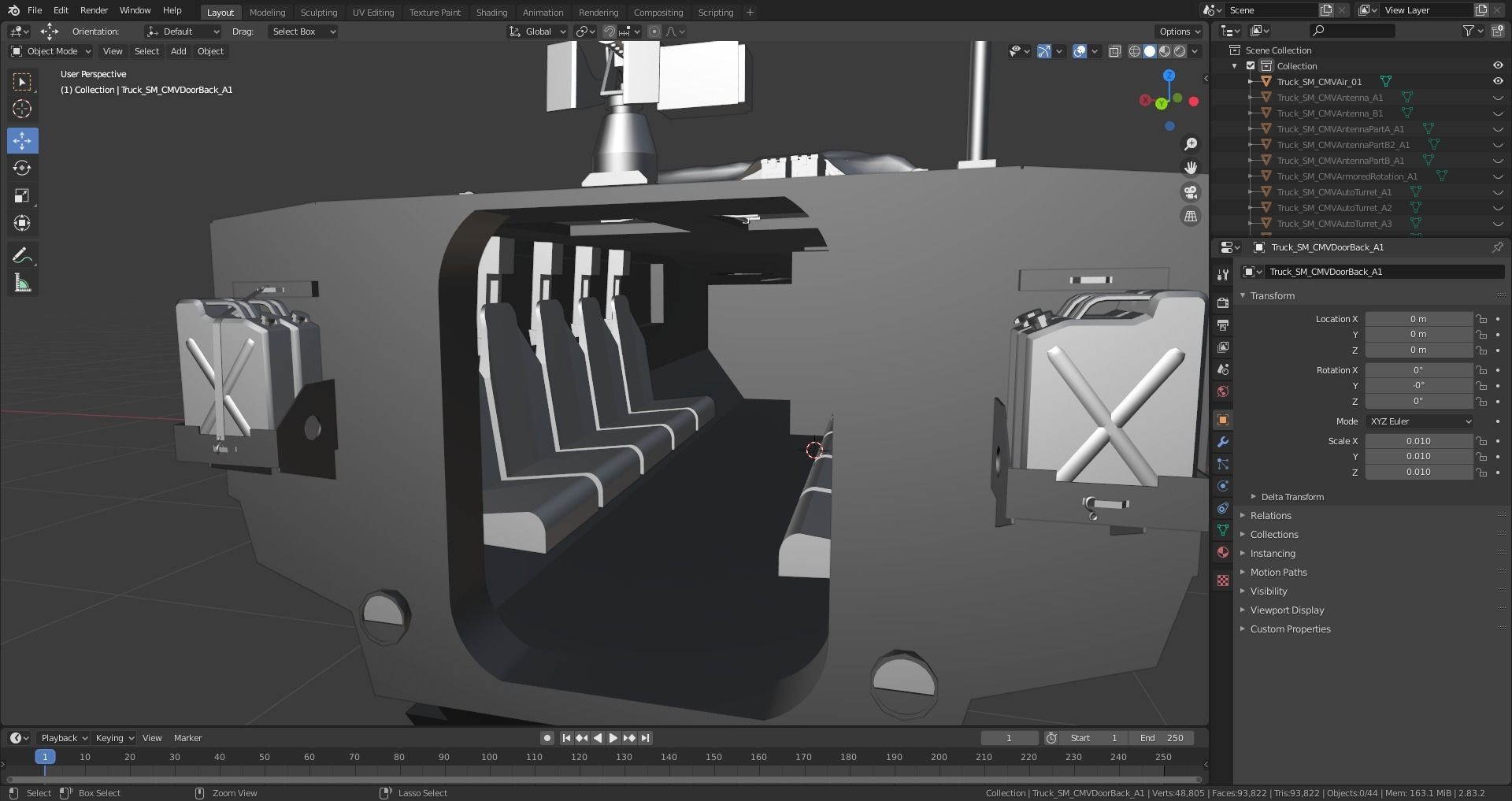 Custom Military Vehicles - Truck Armored - Part C - 3 Vehicles Low-poly 3D model_17