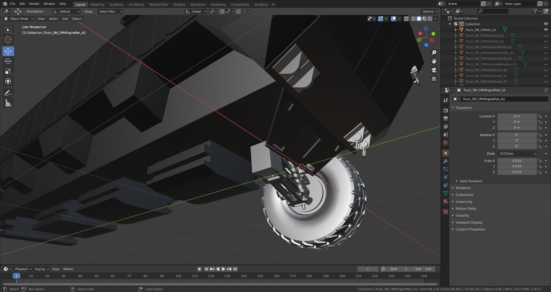 Custom Military Vehicles - Truck Armored - Part C - 3 Vehicles Low-poly 3D model_16