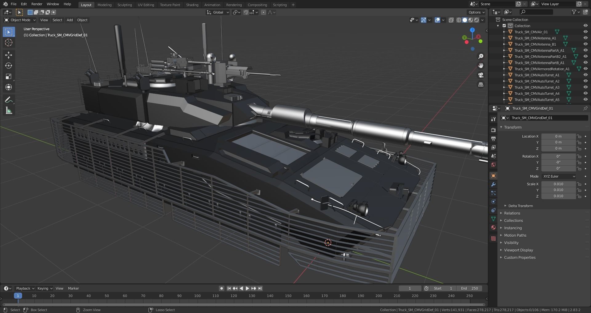 Custom Military Vehicles - Truck Armored - Part C - 3 Vehicles Low-poly 3D model_13