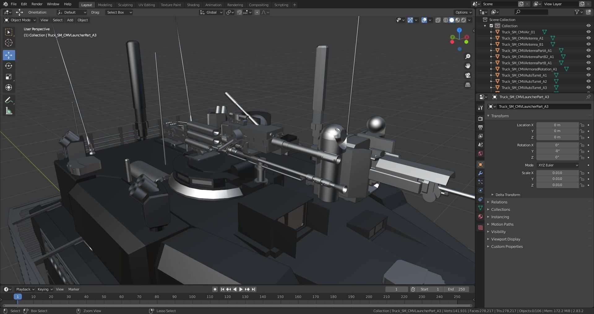 Custom Military Vehicles - Truck Armored - Part C - 3 Vehicles Low-poly 3D model_14