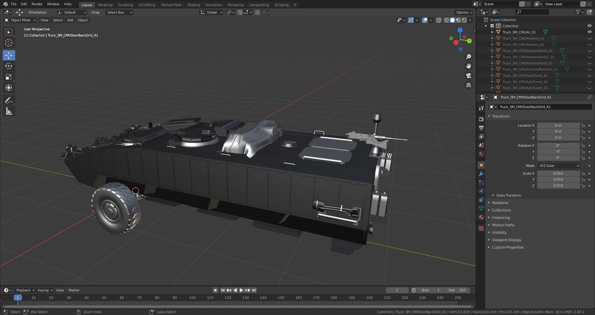 Custom Military Vehicles - Truck Armored - Part C - 3 Vehicles Low-poly 3D model_15