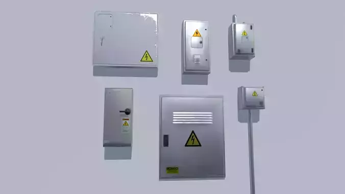 Electrical Box Pack 1 Low-poly 3D model