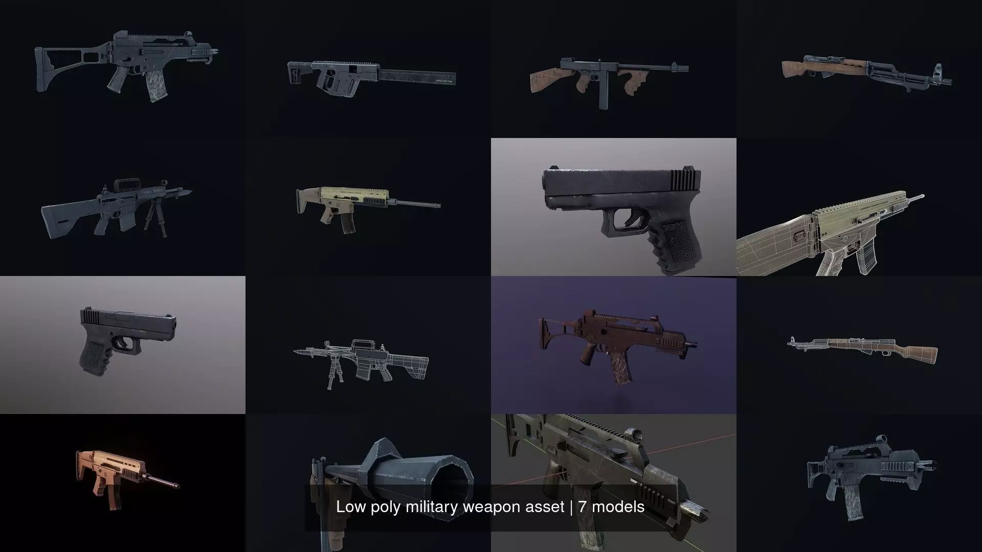 Low poly military weapon asset 3D Model Collection_0