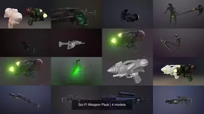 Sci-Fi Weapon Pack 3D Model Collection