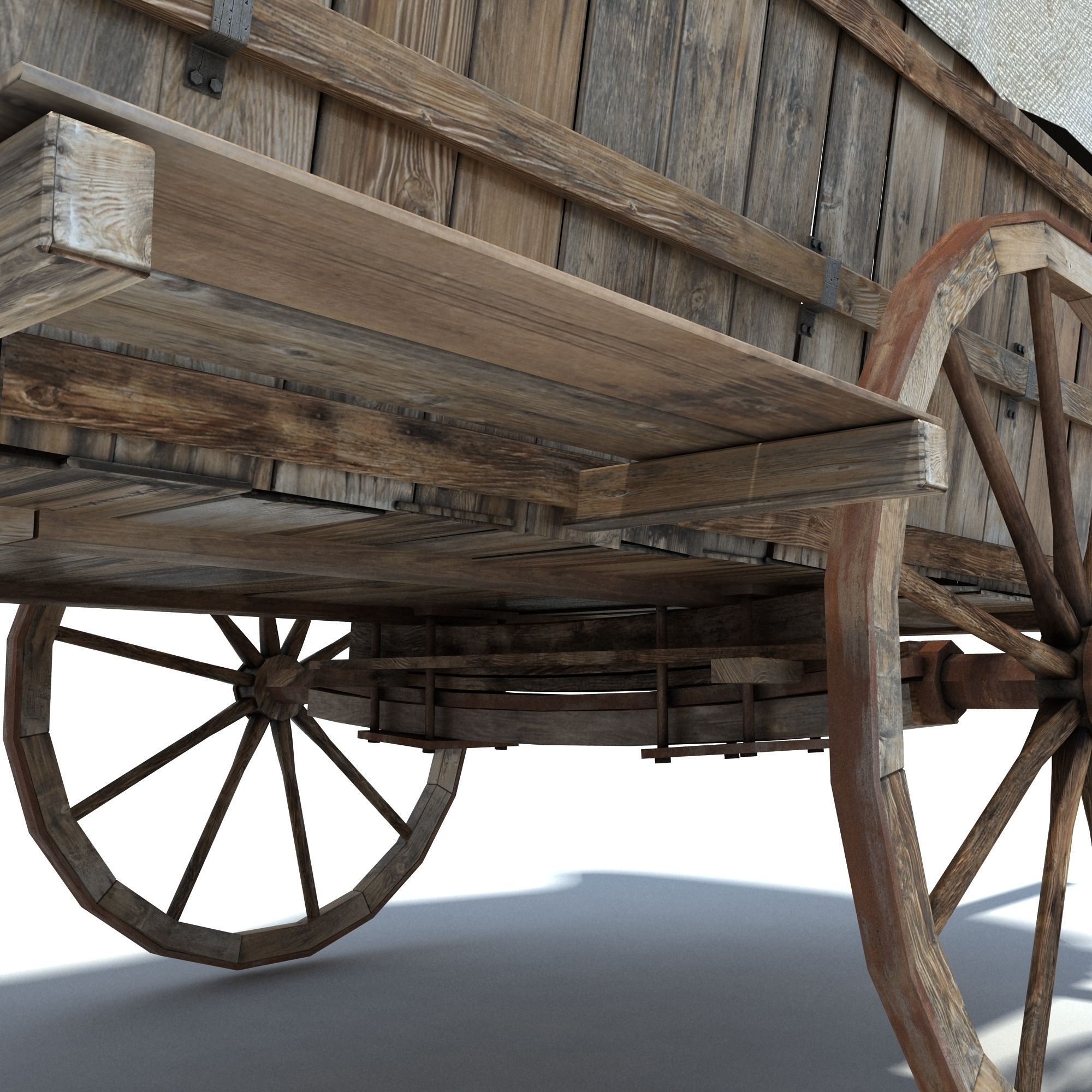 Low Poly Wild West Vagon Low-poly 3D model_9