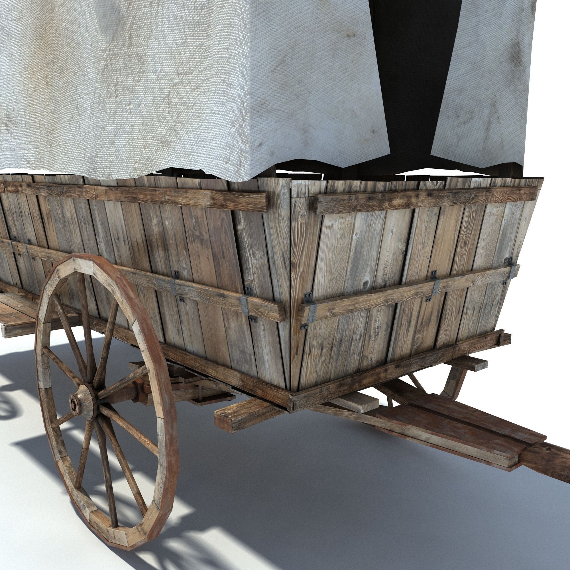 Low Poly Wild West Vagon Low-poly 3D model_8