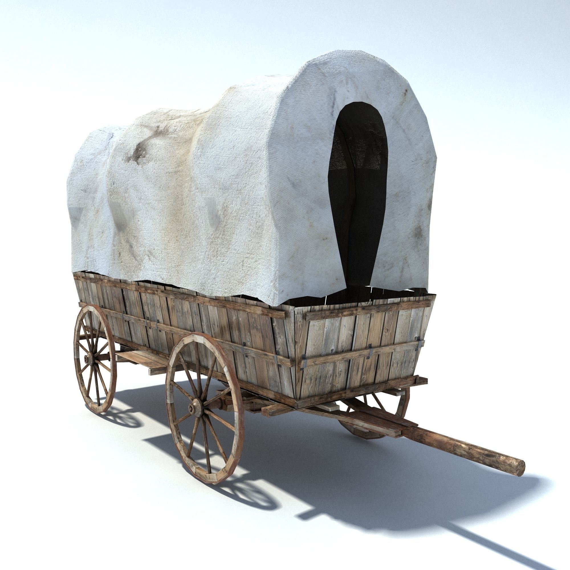 Low Poly Wild West Vagon Low-poly 3D model_5