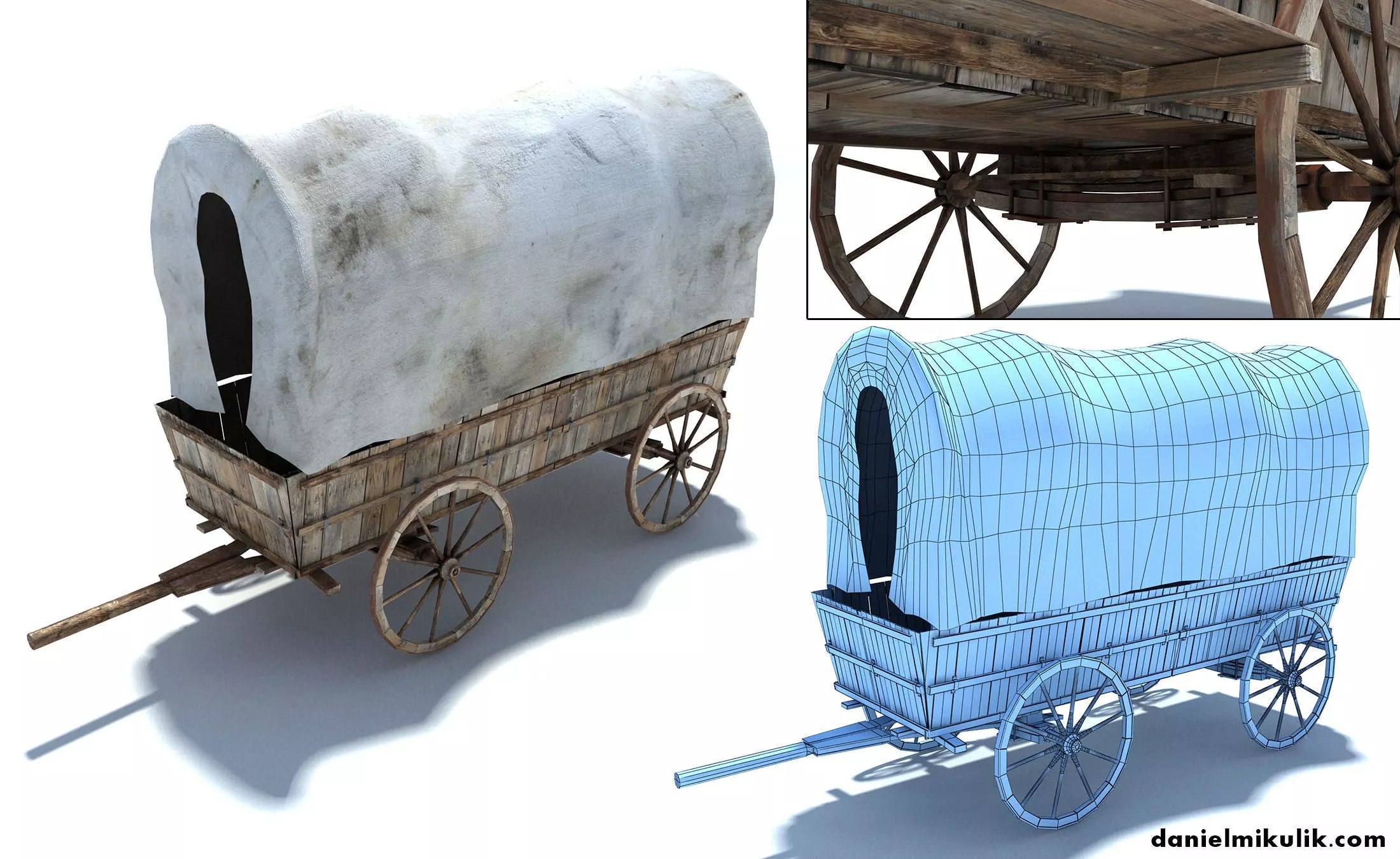 Low Poly Wild West Vagon Low-poly 3D model_0